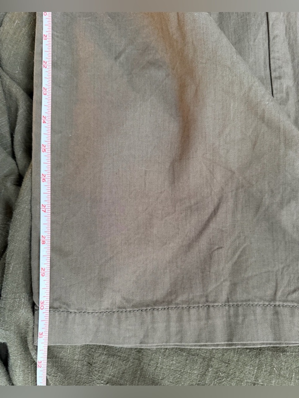 OAT 100% Cotton Wide Leg Full Length Pant w/ Tie Belt Closure, Khaki/Olive, 28 - Picture 11 of 11